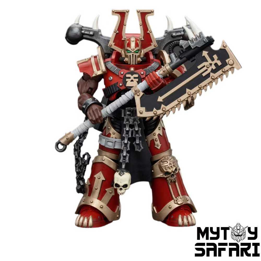JoyToy Source Warhammer 40K World Eaters Khorne Berzerker with Eviscerator Chainaxe 1/18 Scale 12.6 x 7.2 cm / 4.96 x 2.83''