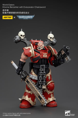 JoyToy Source Warhammer 40K World Eaters Khorne Berzerker with Eviscerator Chainsword 1/18 Scale 12.6 x 7.2 cm / 4.96 x 2.83''