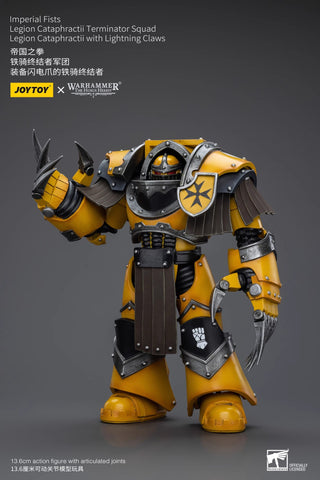 JoyToy Source Warhammer The Horus Heresy Imperial Fists Legion Cataphractii Terminator Squad Legion Cataphractii w/ Lightning Claws 1/18 Scale