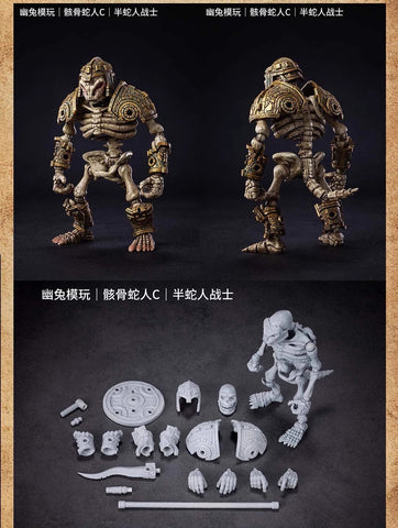 【Pre-Order】YoTo Toys Skeletal Serpent Man Viper Guard & Rattlesnake Scout & Half-Serpent Warrior Set of 3 with Bonus 1/12 Scale