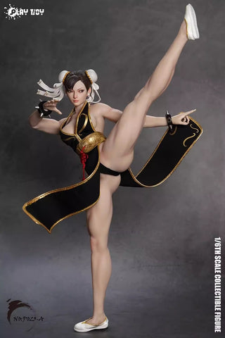 Play Toy P023A Fighting Goddess Chun-Li 2.0 Black Sleeveless Cheongsam Version 1/6 Scale