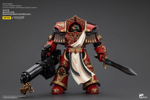 JoyToy Source Warhammer The Horus Heresy Blood Angels Crimson Paladins Squad Crimson Paladin with Iliastus Assault Cannon 1/18 Scale 14.2 x 8.6 cm / 5.59 x 3.39''