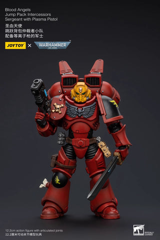 JoyToy Source Warhammer 40K Blood Angels Jump Pack Intercessors Sergeant With Plasma Pistol 1/18 Scale 12.2 x 7.3 cm / 4.8 x 2.87"