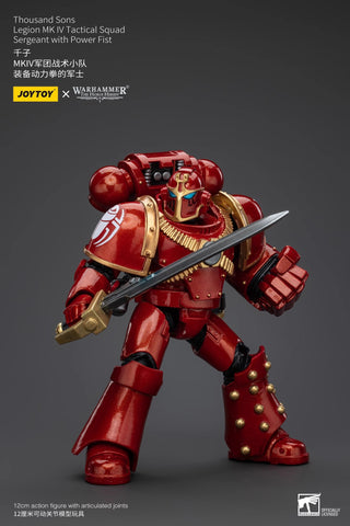 JoyToy Source Warhammer The Horus Heresy Thousand Sons Legion MK IV Tactical Squad Sergeant with Power Fist 1/18 Scale 12cm / 4.72''