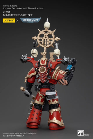 JoyToy Source Warhammer 40K World Eaters Khorne Berzerker with Berzerker lcon 1/18 Scale 12.6 x 7.2 cm / 4.96 x 2.83''