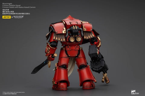 JoyToy Source Warhammer The Horus Heresy Blood Angels Crimson Paladins Squad Crimson Paladin with Iliastus Assault Cannon 1/18 Scale 14.2 x 8.6 cm / 5.59 x 3.39''