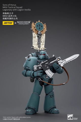 JoyToy Source Warhammer The Horus Heresy Sons of Horus MKVI Tactical Squad Legionary with Legion Vexilla 1/18 Scale 12cm / 4.72"