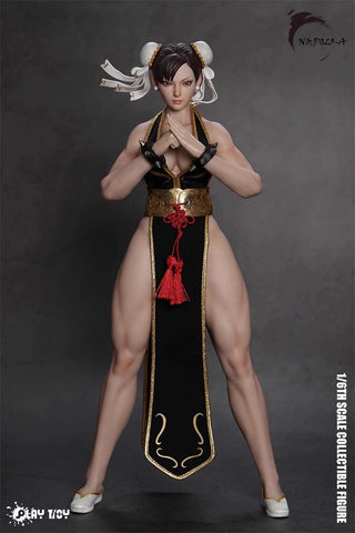 Play Toy P023A Fighting Goddess Chun-Li 2.0 Black Sleeveless Cheongsam Version 1/6 Scale