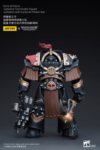 JoyToy Source Warhammer The Horus Heresy Sons of Horus Justaerin Terminator Squad Justaerin with Carsoran Power Axe 1/18 Scale 13.6cm / 5.35"