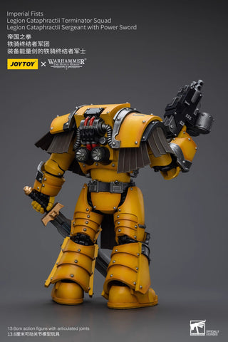 JoyToy Warhammer The Horus Heresy Imperial Fists Legion Cataphractii Terminator Squad Legion Cataphractii Sergeant w/ Power Sword 1/18 Scale
