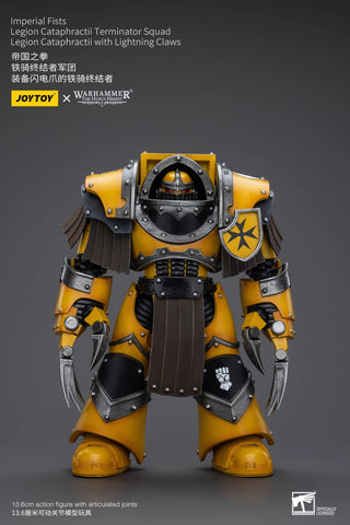 JoyToy Source Warhammer The Horus Heresy Imperial Fists Legion Cataphractii Terminator Squad Legion Cataphractii w/ Lightning Claws 1/18 Scale